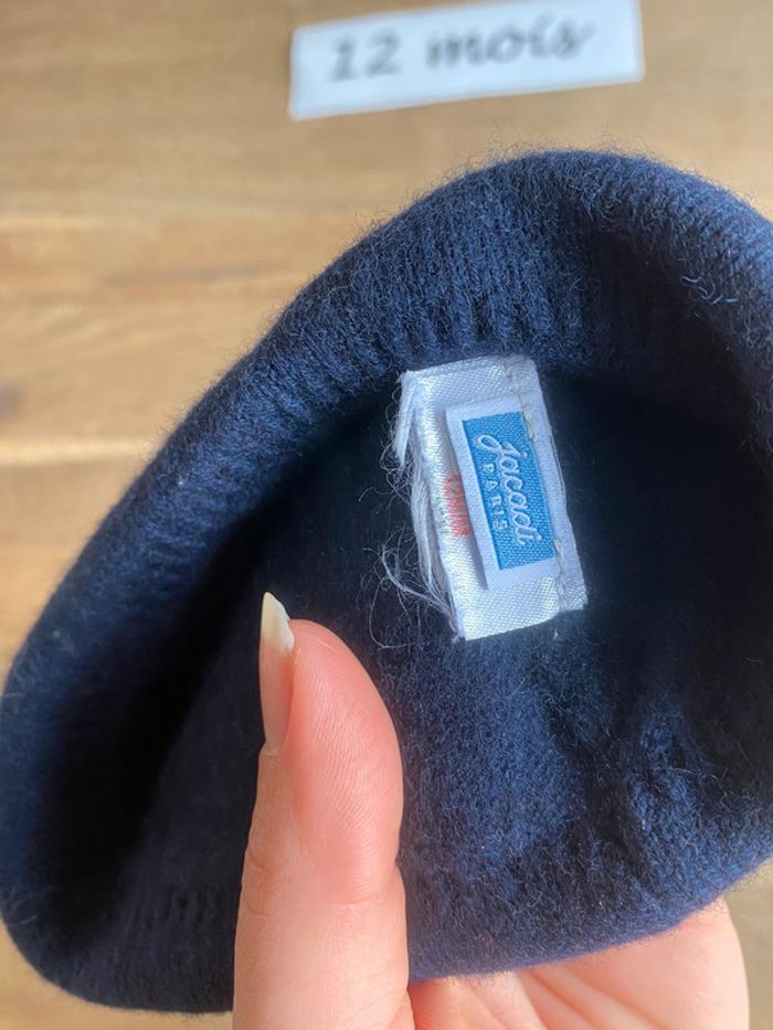 Bonnet bleu marine doré 12 mois - photo numéro 8