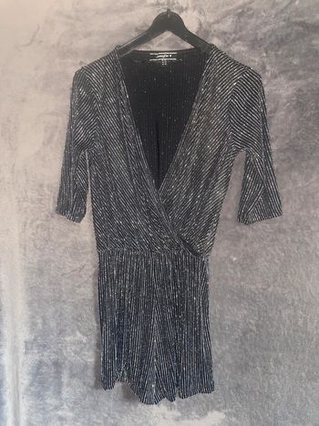 Combi short cache-cœur pailletée rayée