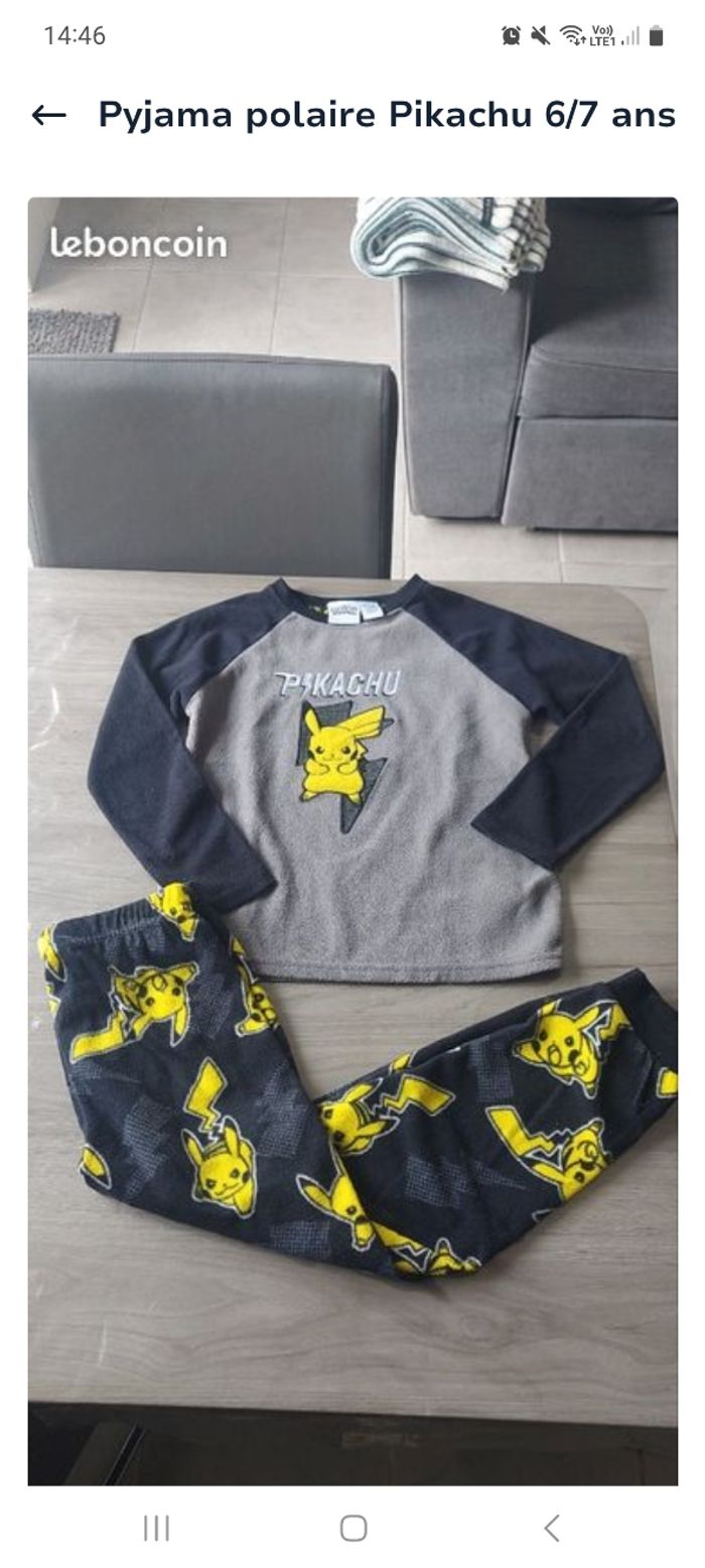 Pyjama polaire Pikachu taille 6/7 ans