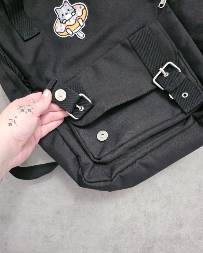 Sac à dos noir en toile - photo numéro 4