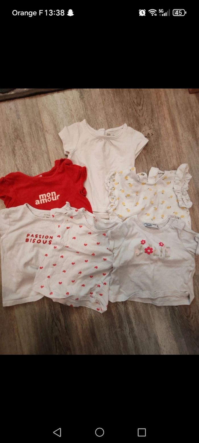 Tee shirt manches courtes fille 9/12 mois