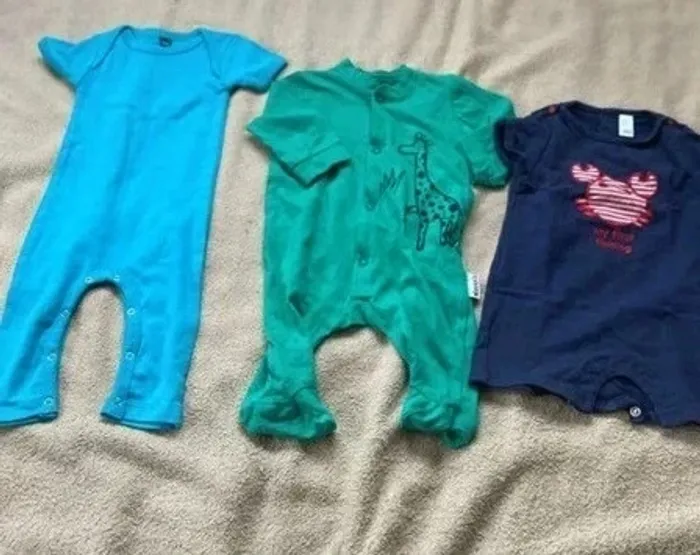 Lot bébé garçon 3 mois grenouillère combishort body - photo numéro 2