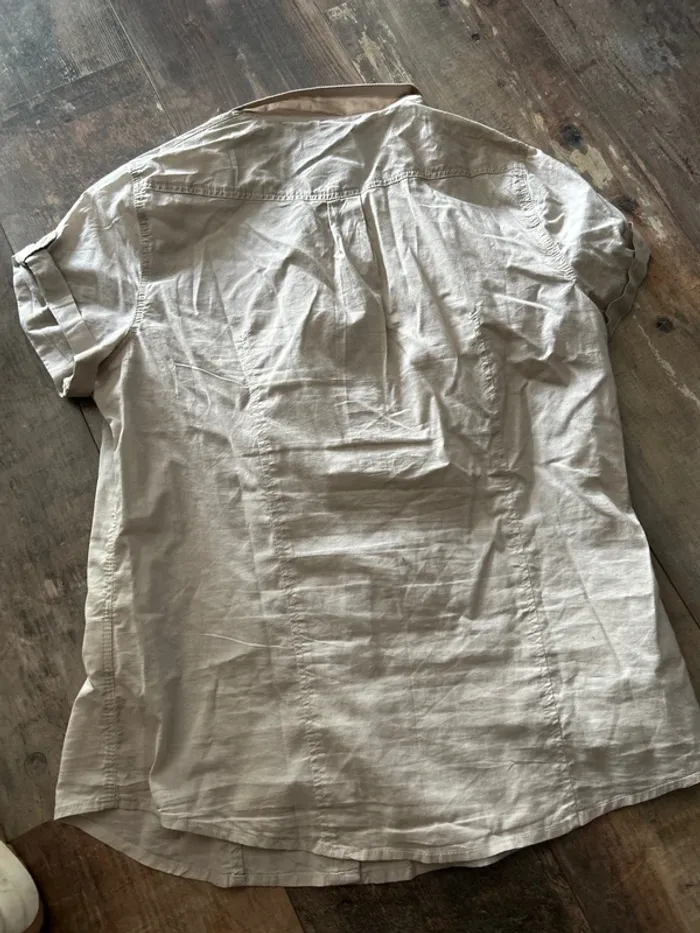 Chemise manches courtes beige coton - photo numéro 6