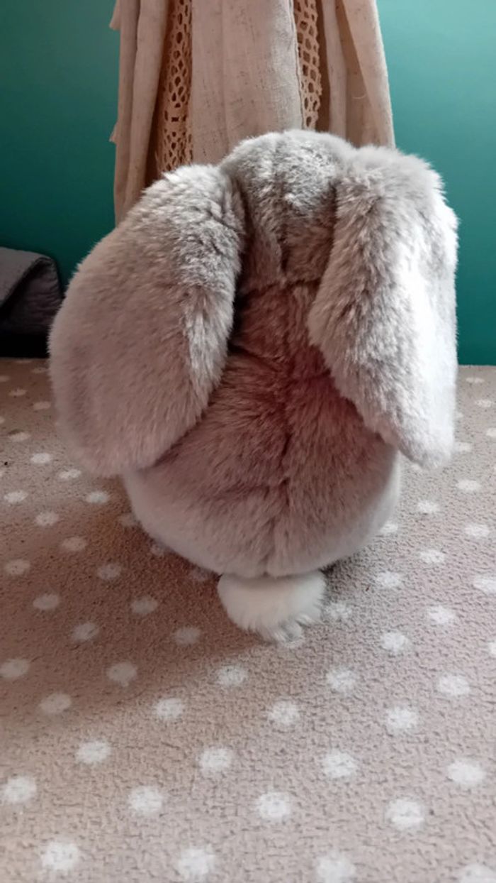 Peluche lapin gris et blanc gipsy - photo numéro 4