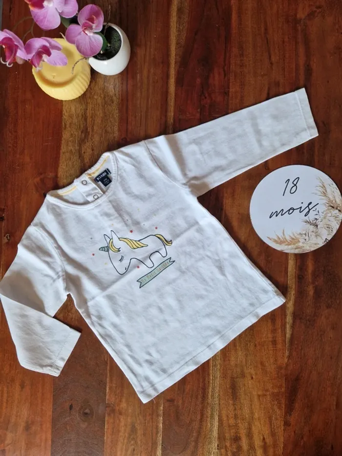 T-shirt manches longues licorne 18 mois