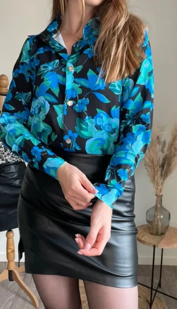 Chemise fleurie bleu