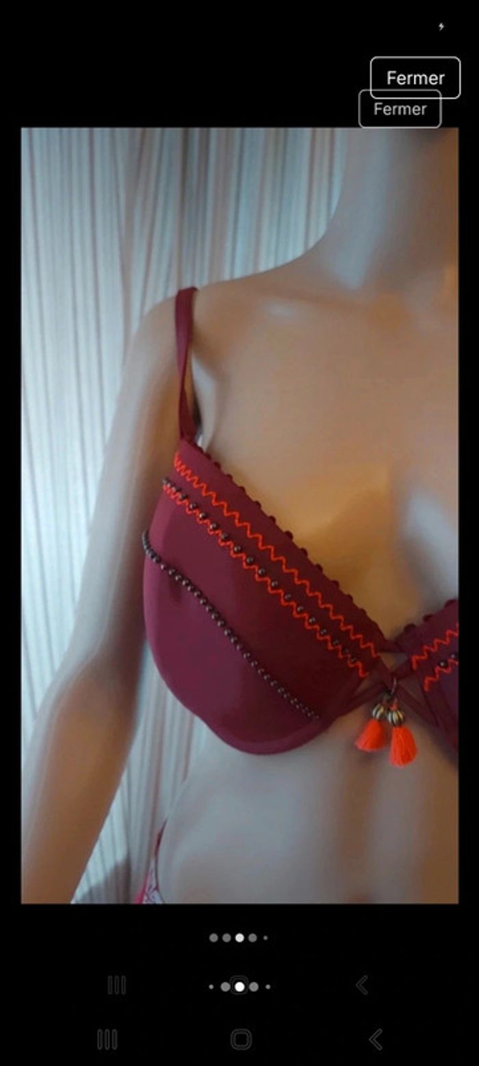 Haut de Maillot Hunkemöller bordeaux fr 100E - photo numéro 5