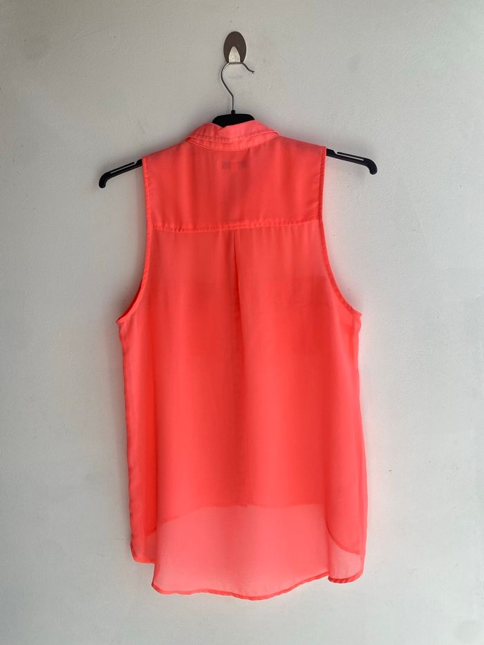 Chemise en tulle rose corail Bershka - photo numéro 3