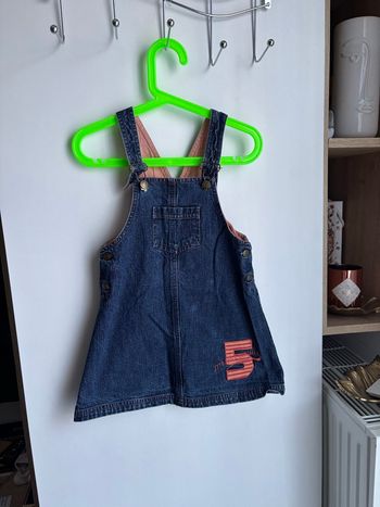 Salopette en jean bleu marine mimi couette 4 ans fille