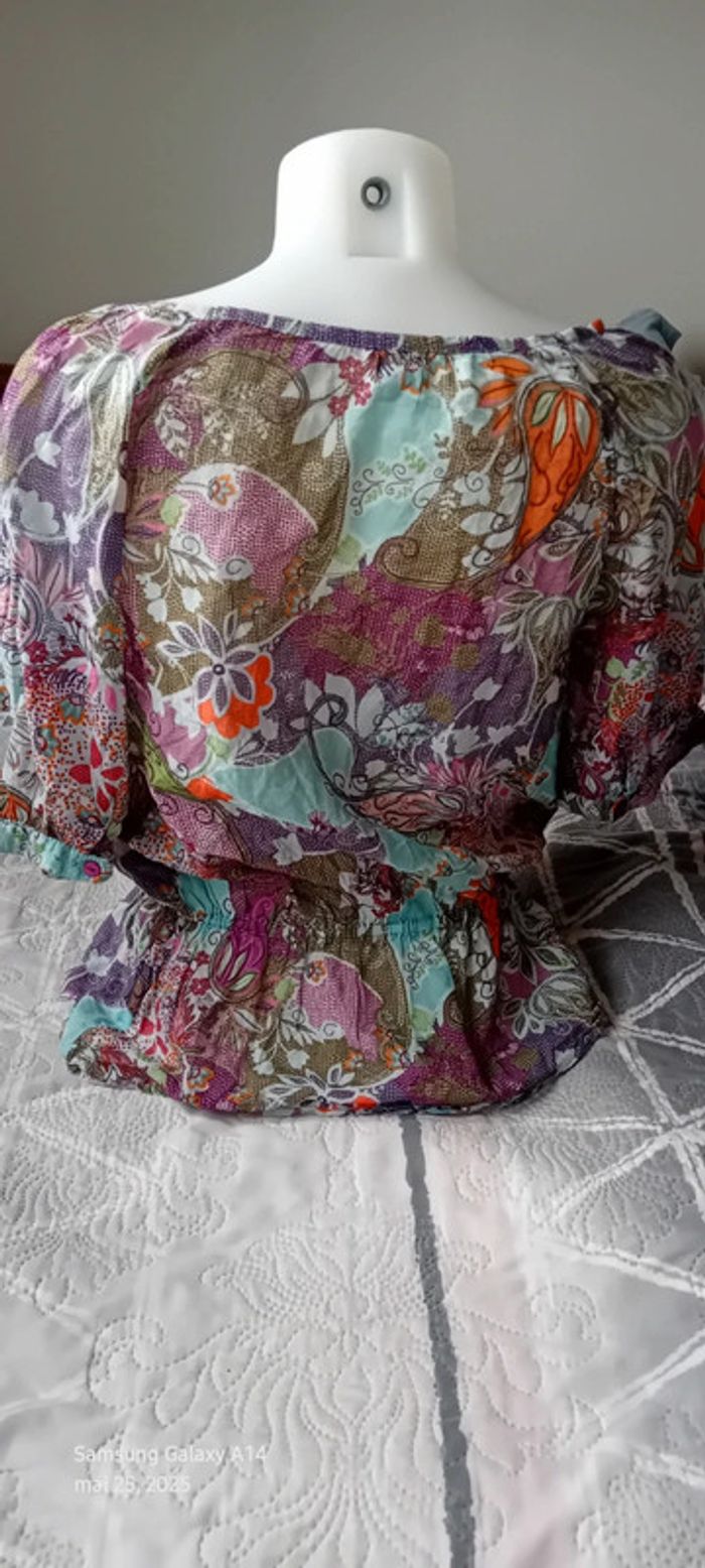 Blouse légère motif fleurs colorées femme 42/44 camaïeu - photo numéro 8