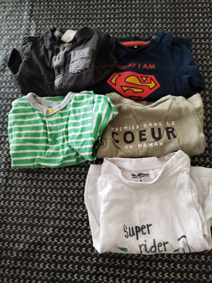 Lot de 5 t-shirts longues manches taille 6 mois