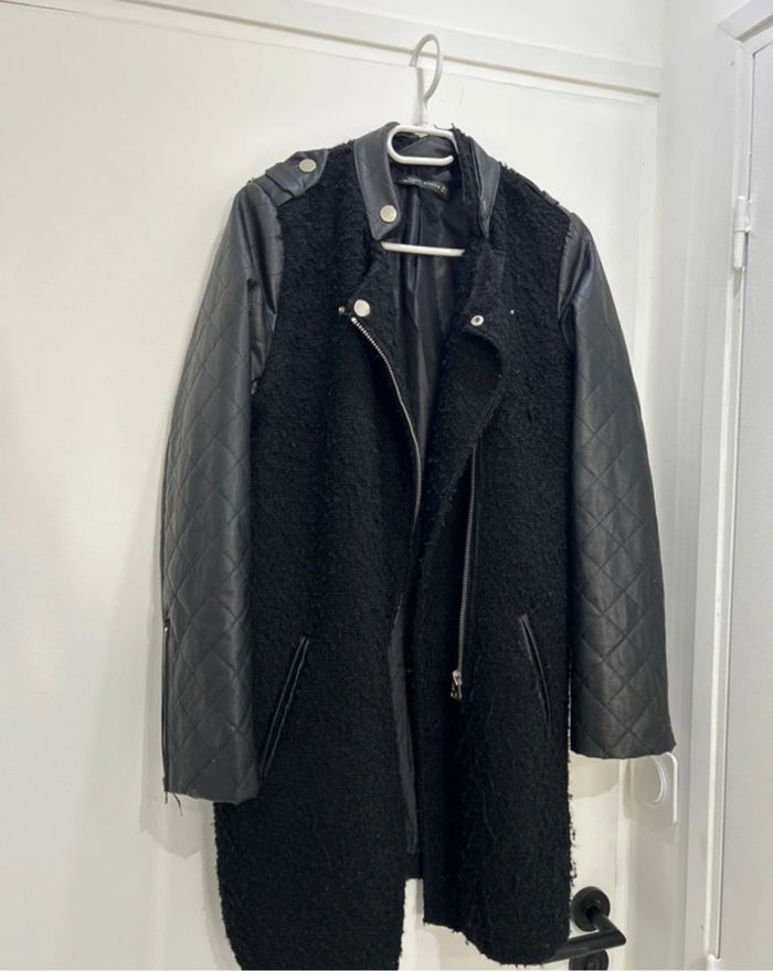 Manteau Noir taille M Effet Laine Bouclée - photo numéro 2