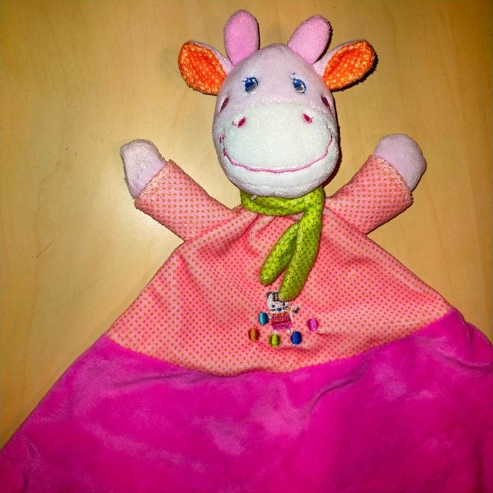 Doudou vache plat en losange rose Mots d'enfant - photo numéro 2