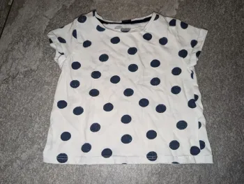 T-shirt blanc à pois bébé fille 2 ans comme NEUF