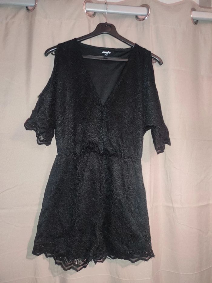 Combi short noir dentelle