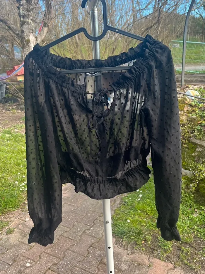 Haut manche longue noir transparent