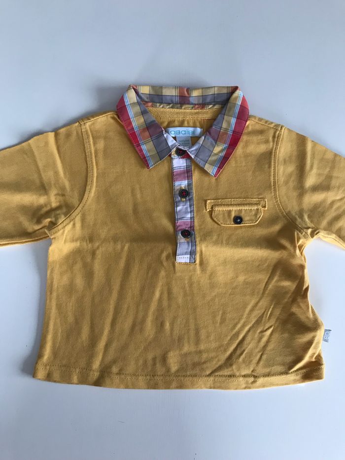 T-shirt bébé moutarde effet chemise 6 mois