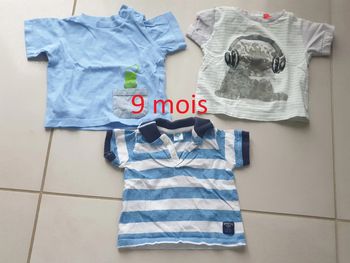 3 t-shirts manche courte 9 mois