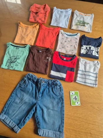 Lot 11 tee shirt + short tape a loeil 4 ans
