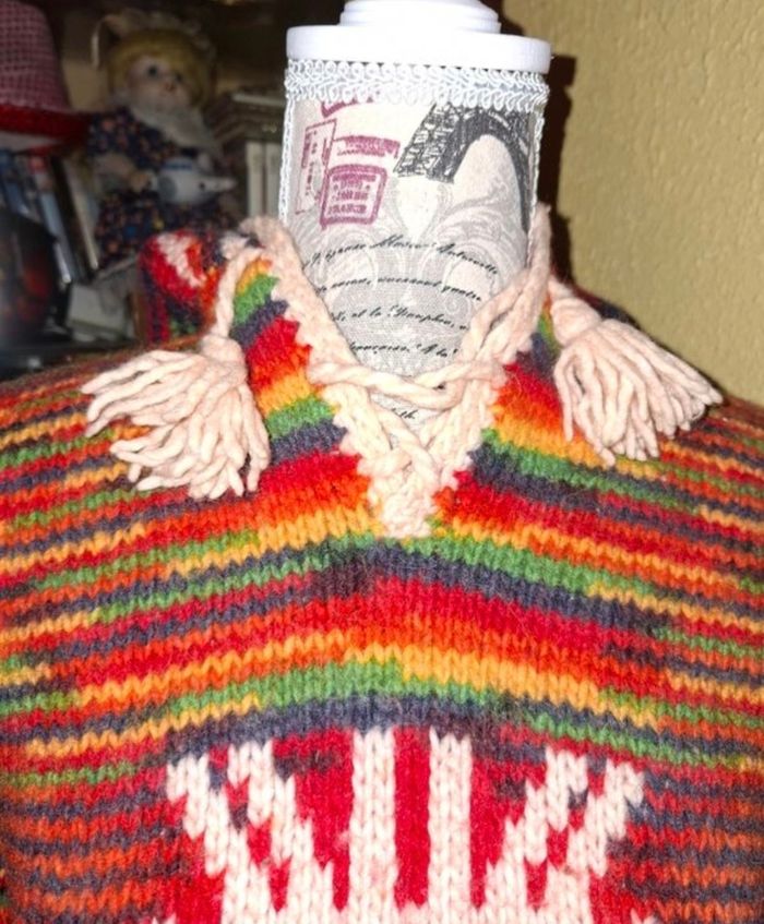 Pull / Sweat à Capuche Andin / Péruvien - Grosse Maille Multicolore (Arc-en-ciel) - photo numéro 3