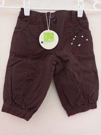 Pantalon fille marron avec motifs Taille : 2 ans