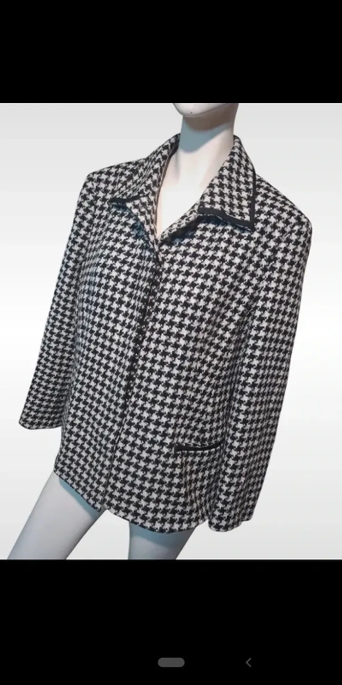Veste jacket hiver automne winter pied de poule noire blanc chic