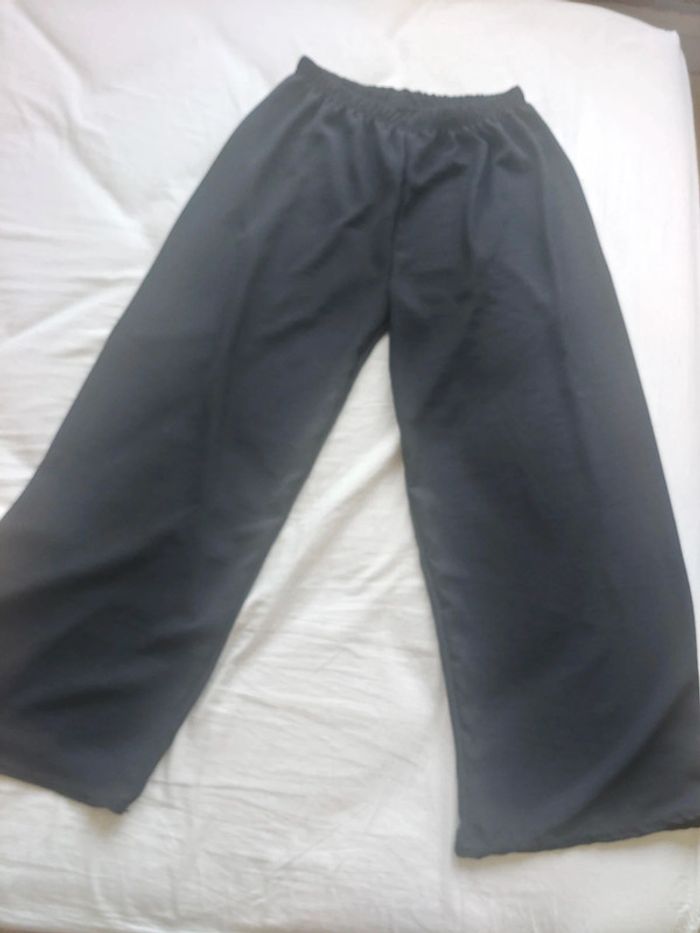 Pantalon fluide jambe large d'été noir - photo numéro 2