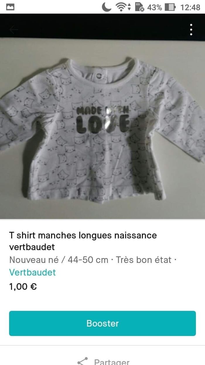T shirt manches longues Vertbaudet naisaance