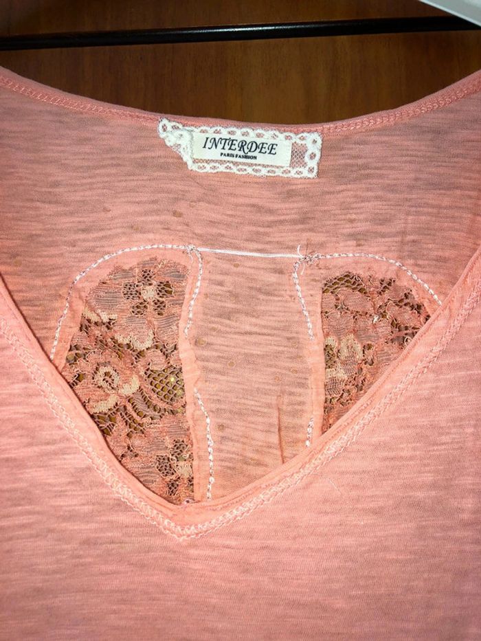 T-shirt corail col v 38/40 Interdée - photo numéro 2