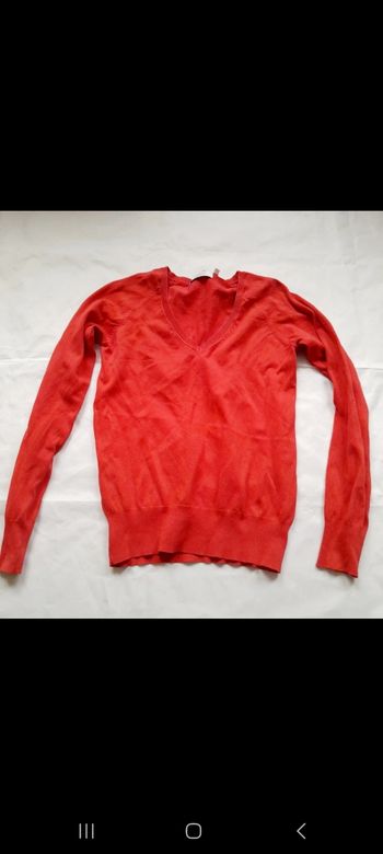 Pull fin femme col en V rouge Yessica taille S