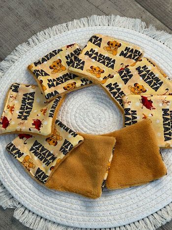 Lingettes bébé lavables  roi lion Disney lot de 8