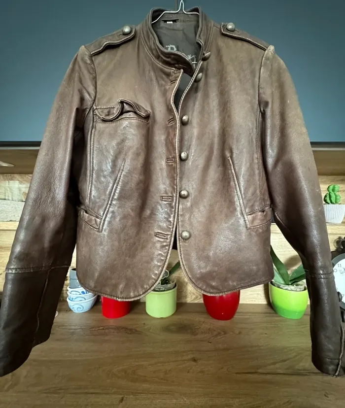 Veste col officier cuir d’agneau Corty Bennett