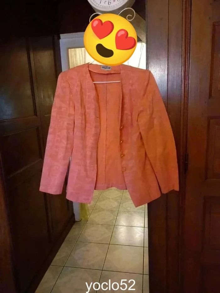 Veste style tailleur corail Camaieu S/36 - photo numéro 3