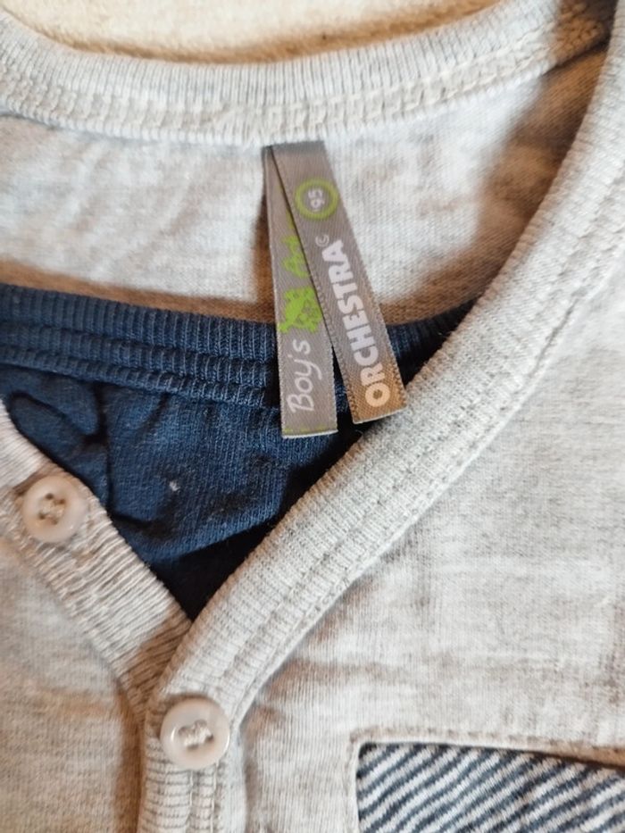 Tee-shirt manches longues gris orchestra taille 2 ans - photo numéro 2