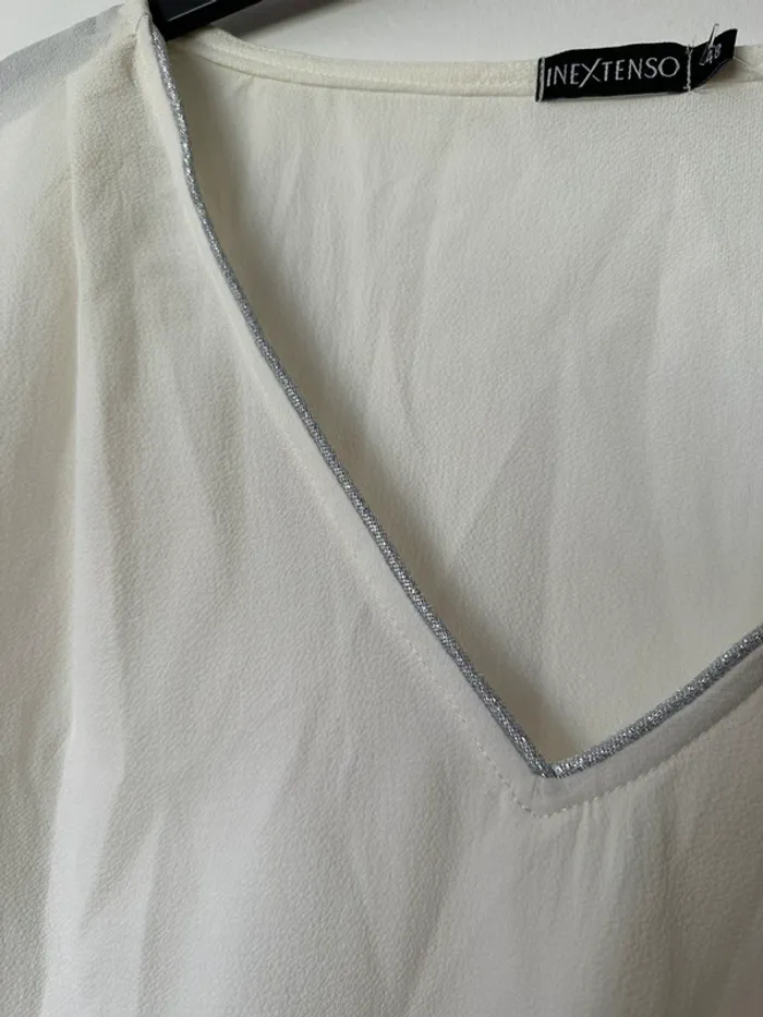 Haut grande taille 48 crème et détails argentés’ - photo numéro 2