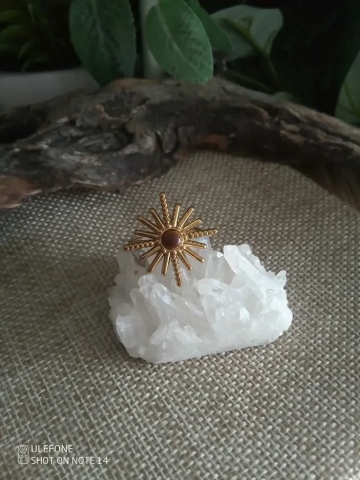 Bague étoile du Nord pierre oeil de tigre naturelle