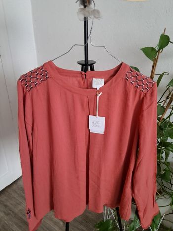 Blouse col en V couleur brique taille S Karl Marc Jhon 