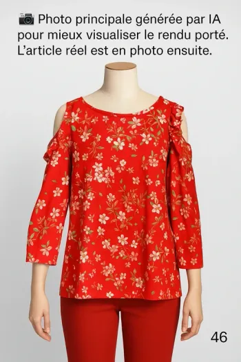 Blouse manches 3/4 épaules dénudées Kiabi T46