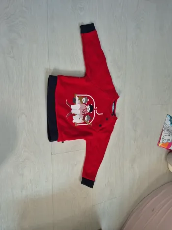 Pull rouge motif ours