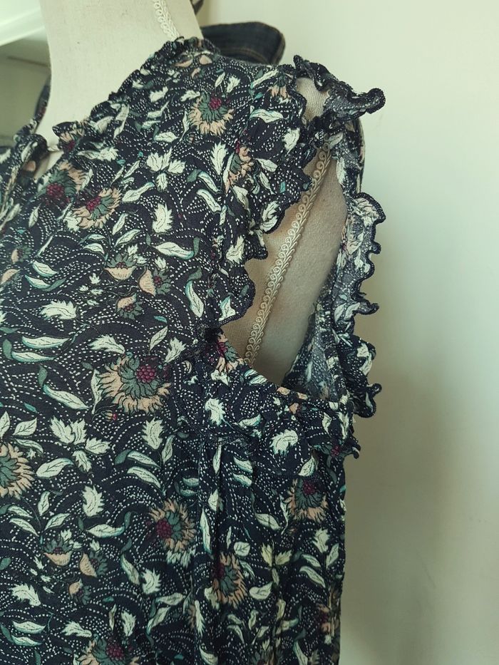 Blouse manches longues tons verts. Promod. Taille 42, 51cm aux aisselles, 62cm de haut. - photo numéro 3