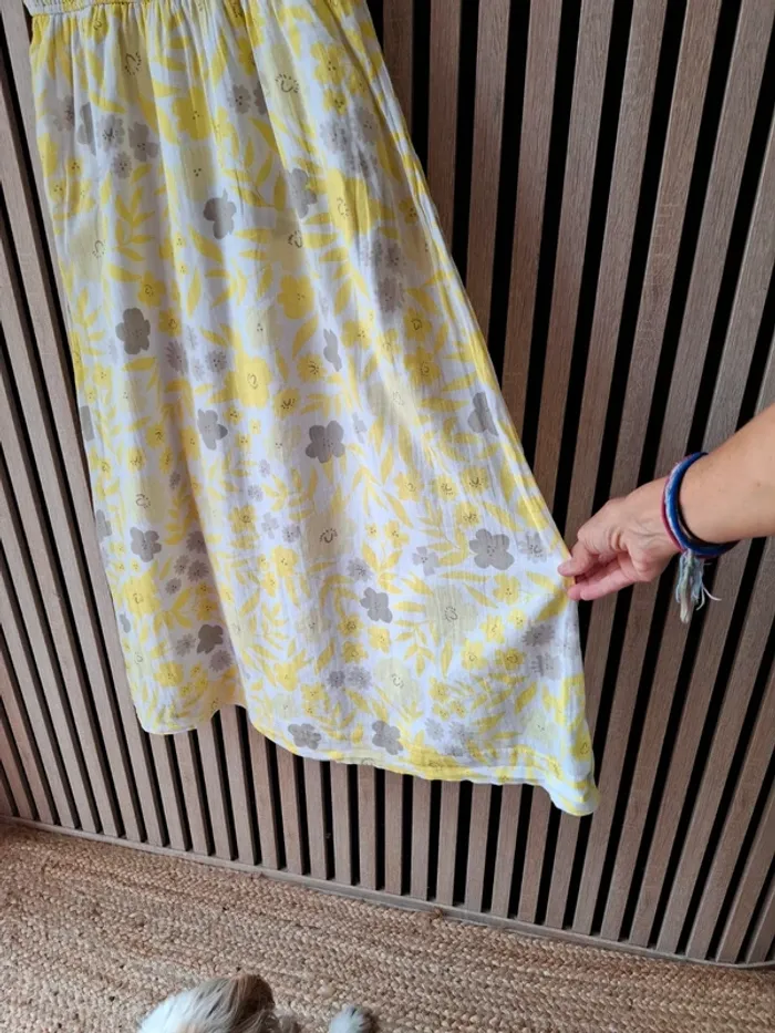 Robe en coton fleuri jaune et blanche Vertbaudet 12 ans - photo numéro 4