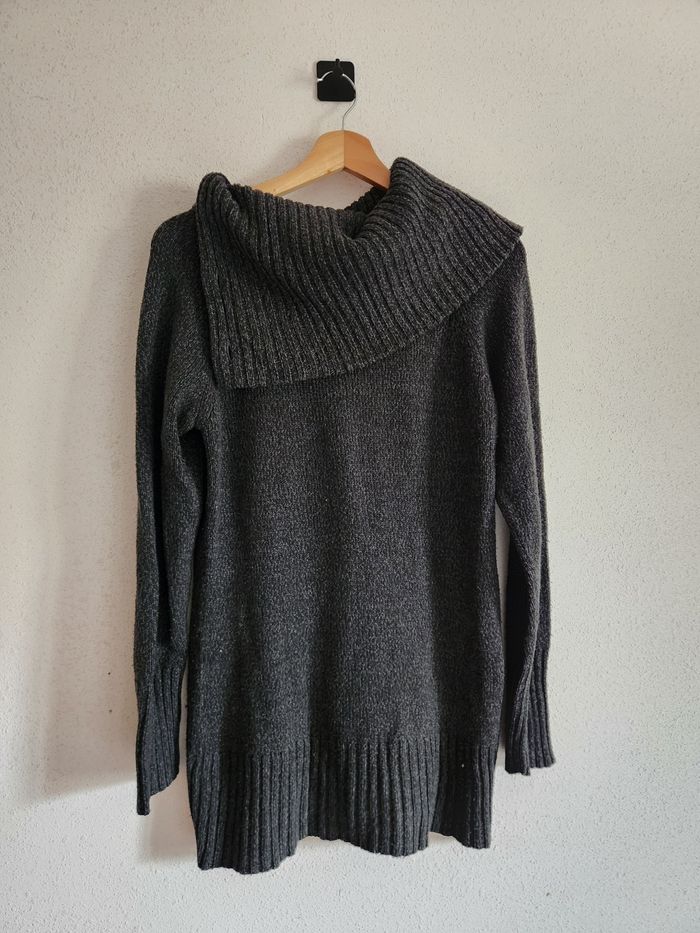 Pull long Only gris foncé – taille L – col asymétrique – très bon état - photo numéro 2