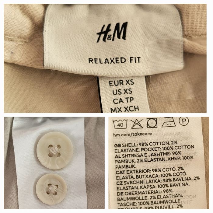H&M Pantalon TEurXS- Beige -Coupe Regular Fit avec Taille à Passants, Elastiquée & Cordon en TBE - photo numéro 4