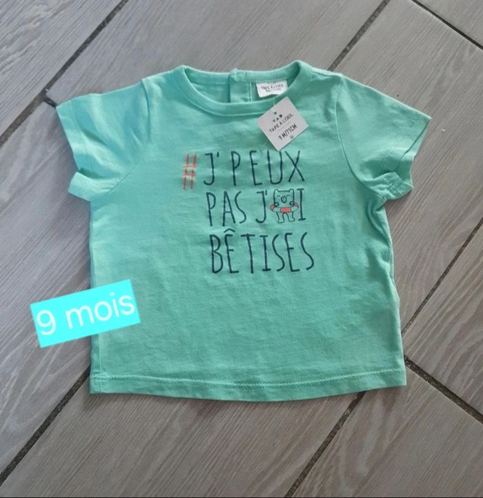 Tee shirt tape à l œil  neuf 9 mois 71 cm