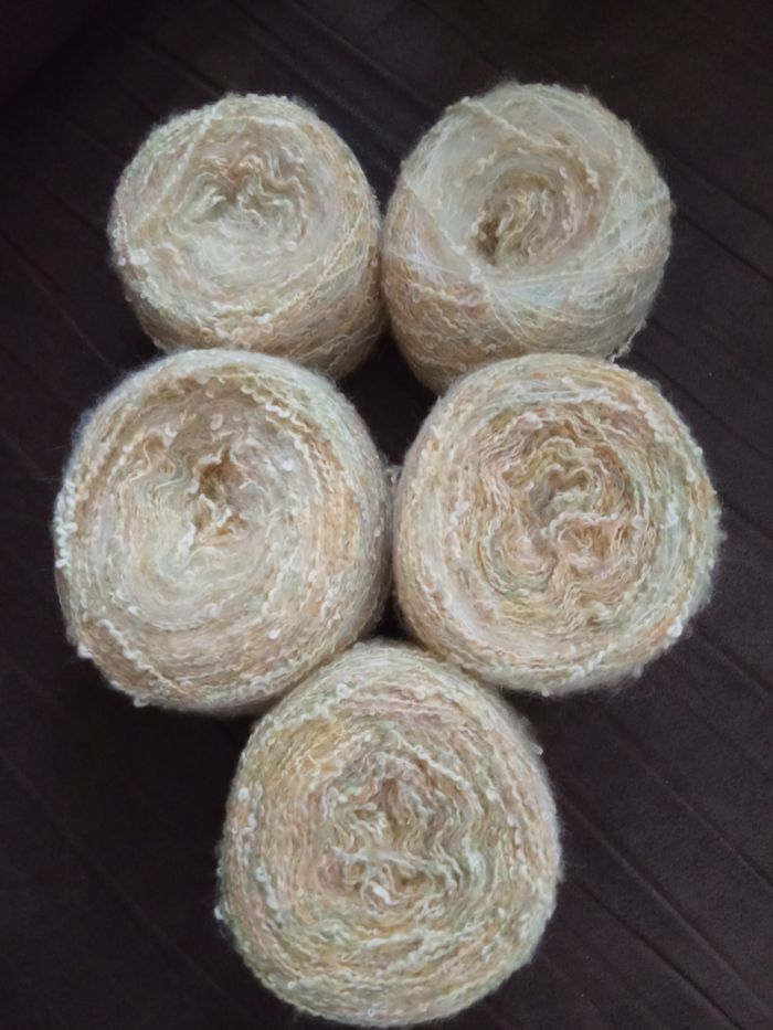 Lot de 5 Pelotes Fantaisies effet bouclette aux couleurs pastelles (475g)