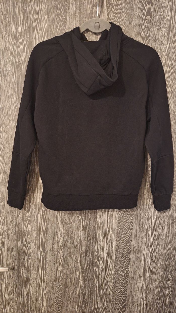 Sweat en molleton à capuche noir uni sport - photo numéro 2