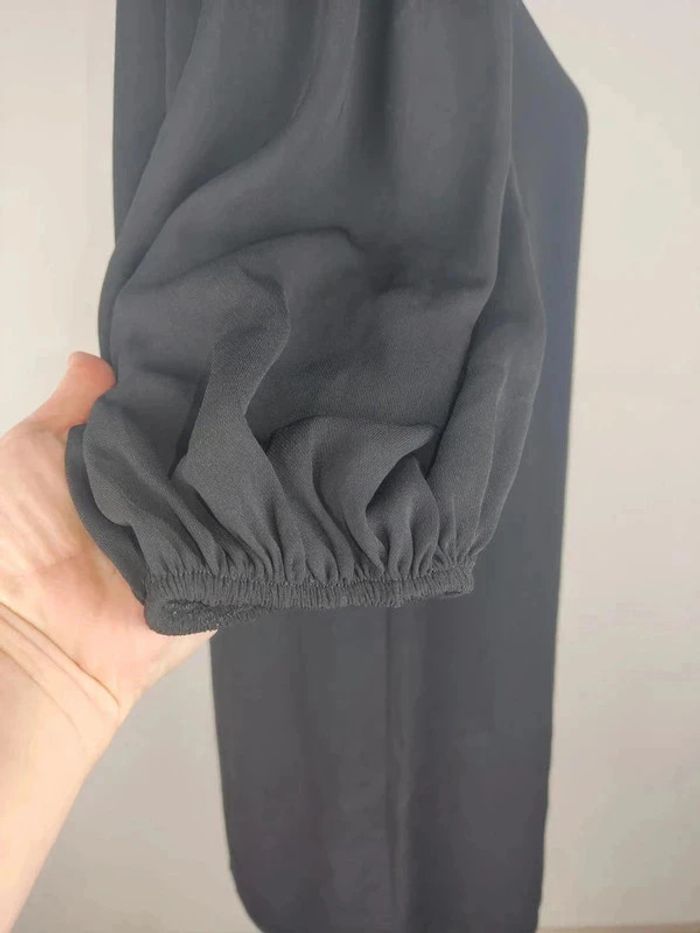 Robe mi-longue manches ballons 3/4 noire détails épaules froncés taille S Zara - photo numéro 5