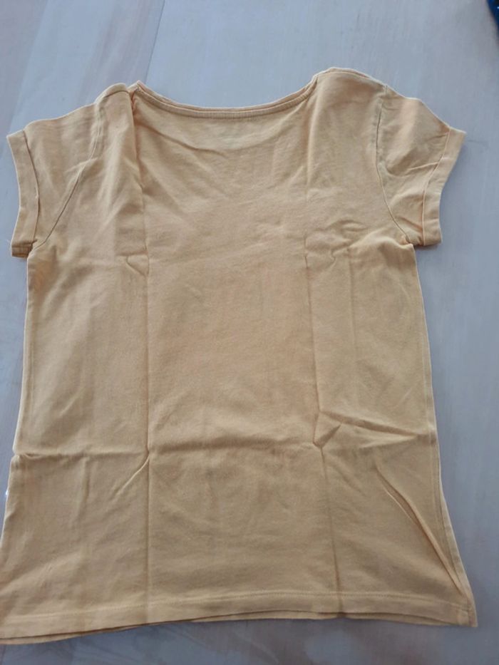 T-shirt fille 10 ans jaune chat - photo numéro 3