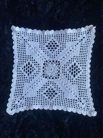 Vintage napperon crochet carré blanc