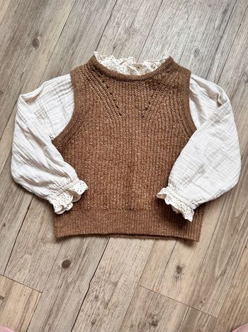 Pull col broderie anglaise Zara 2/3 ans